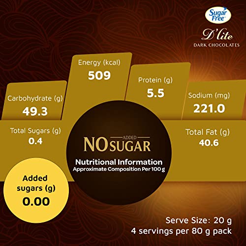 Image of Sugar Free D'lite Dark Chocolate | Hazlenut & Almonds Dark Chocolate Bar | Pack Of 1 (80 Gram) | No Added Sugar | Keto Friendly & Vegan | Gluten Free | Guilt Free Extreme Delight With 50% Cocoa