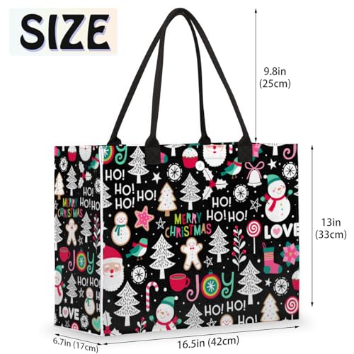 Christmas Cute Patterns Tote Bag for Women Large Beach Bag Reusable Tote Bags for Work Travel Beach Shopping2