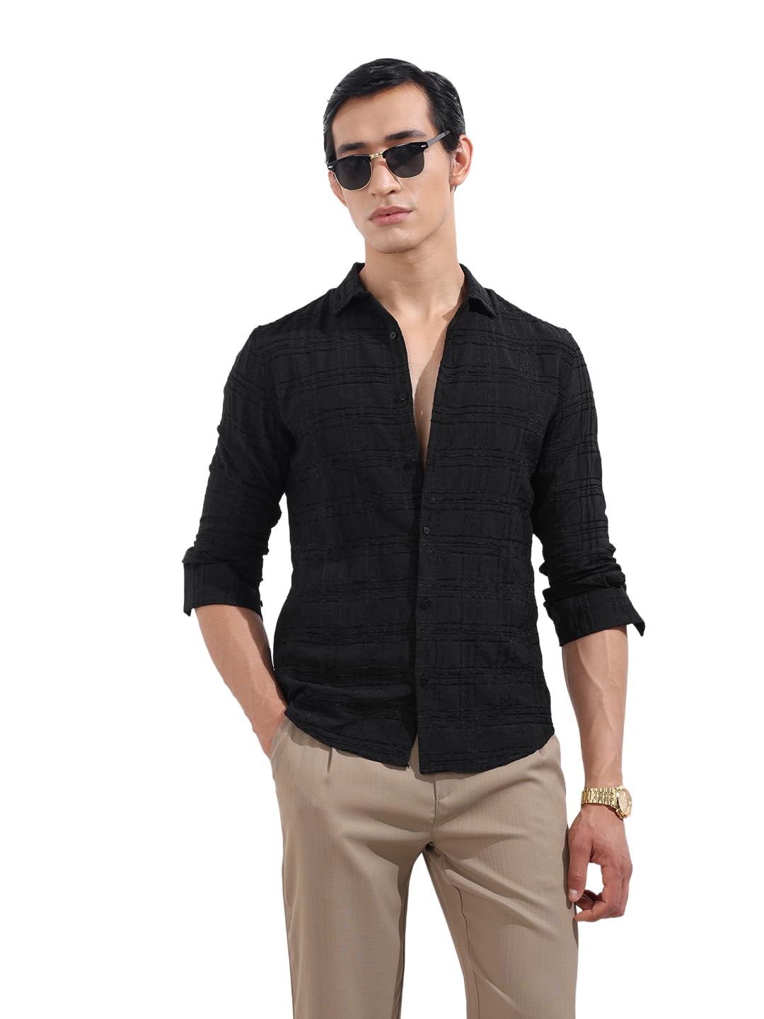 The Indian Garage Co Camicia da festa a maniche lunghe da uomo con colletto ritagliato