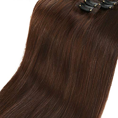 Elailite Clip in Hair Extensions Real Human Hair Double Weft Thick Remy Natural Hair, 8 Pieces Full Head Straight - Image 4
