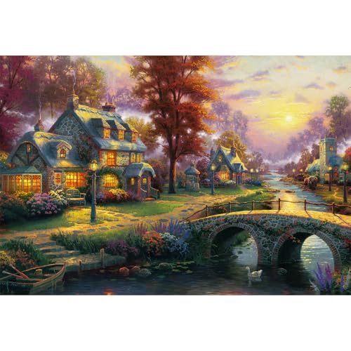 (26x38cm)CHengQiSM 1000ピース ジグソーパズル マイクロピース リゾートハウス パズル 1000 風景 大人 景色 季節 絵画 おしゃれ インテリア プレゼント