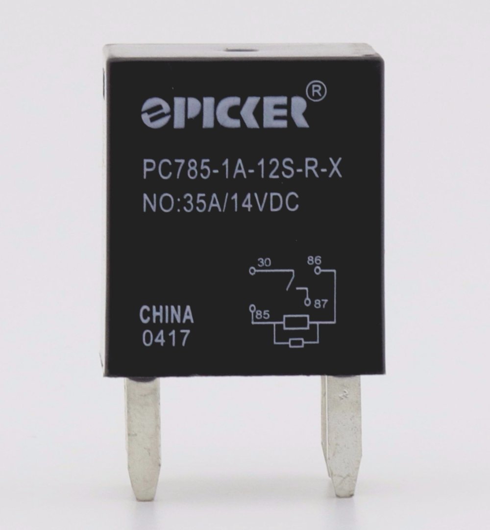 Picker Components PC785-1C-12S-R-X Micro ISO 280 Automotive Relay, SPDT, 12 VDC Coil, Sealed Case with Internal Resistor, 35 A NO / 25 A NC