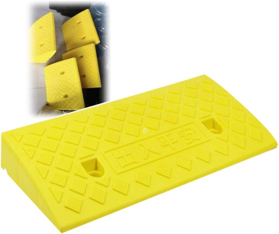 ラバーカーブランプスレッショルド車椅子ラダーペダル自転車上り坂マットPVCプラスチック滑り止めスプライサブル、7サイズ（色：黄色、サ