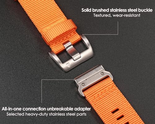 Image of HEMSUT Premium Nylon Watch Band for Garmin Quick Fit Watch - 20 /22 /26mm, Glossy Durable Non-Taper Strap with Tang Buckle Military Strap for Fenix Forerunner Approach MARQ Epix Tactix Quatix D2 Series