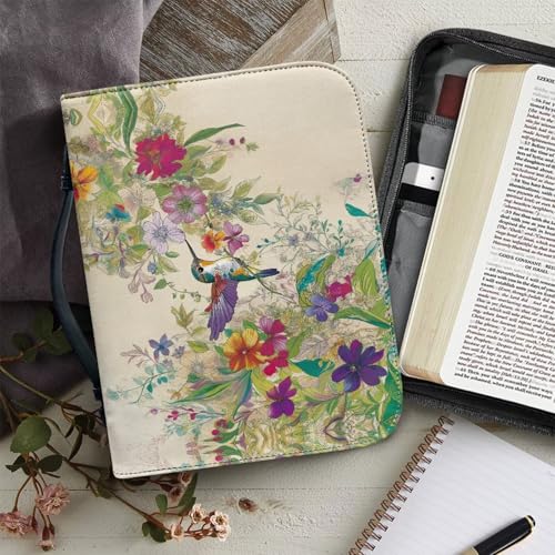 Hummingbird Print Bible Cases for Woman Bible Carrying Tote Bags Church Bag with Handle Carrying Book Case for Bible Accessories size：XL4