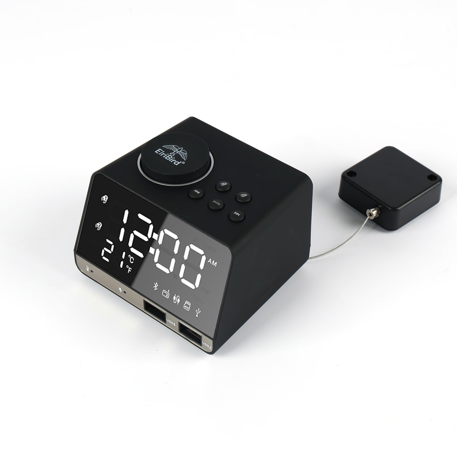 Reloj despertador digital con radio FM: alarma dual, puertos de carga USB, altavoz Bluetooth, repetición, temporizador de apagado y batería de respaldo para el hogar y el hotel