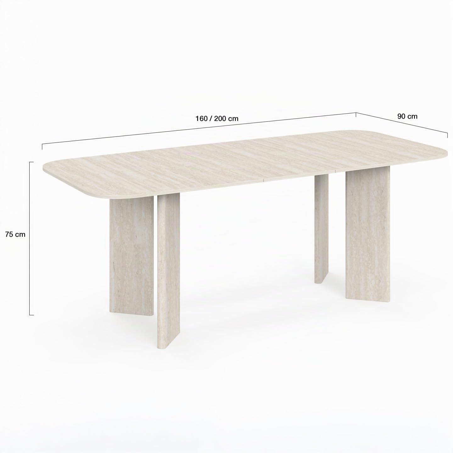 IDMarket - Table à Manger Extensible rectangulaire Arrondie Capucine