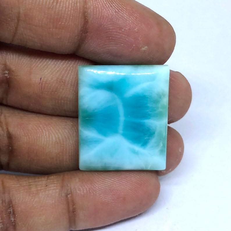 Larimar rectangulaire naturel d'exception cabochon de collection