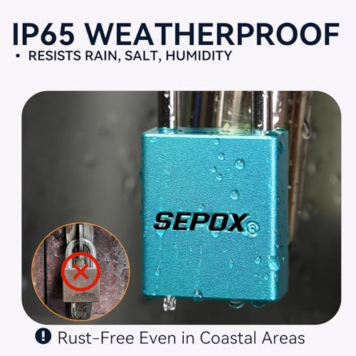 Image of SEPOX Trinity Out-Door Padlock Key-Alike Water-Proof Solid-Aluminum, 1.5 inch 38mm Heavy-Duty Pack of 3 Pcs RGB Locks with Brass Cylinder Long-Shackle for Boat, Fishing, Marine, Fence, Safety Lock
