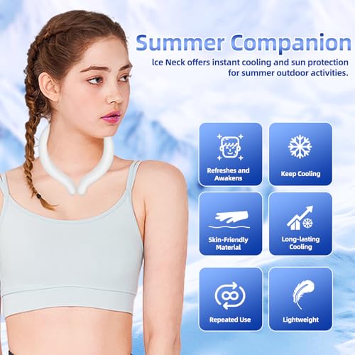 Image of Neck Cooling Tube, Wearable Body Cooler Freeze Below 64F with Insulated Bag, Reusable Cooling Neck Wraps for Summer, Outdoor Sports, Hiking, Travel, Hot Weather Relief for Men & Women (White)