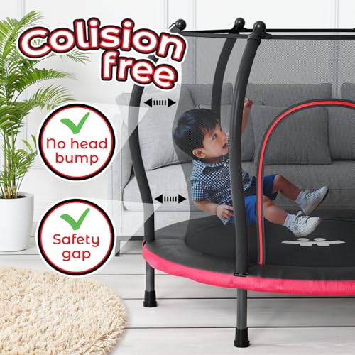 Image of Happin 55'' Trampoline for Kids with Safety Enclosure, Indoor & Outdoor Toddler Trampoline, Ultra Safe Design with Multi Activity Accessories, Perfect Toddler Gift for Boys & Girls Ages 1-8