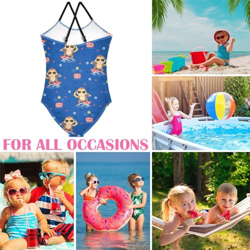 Image of Girls one Piece Swimsuit Summer UPF 50+ Quick Dry Beach Bathing Suit with Straps Swimwear 3-10 Years