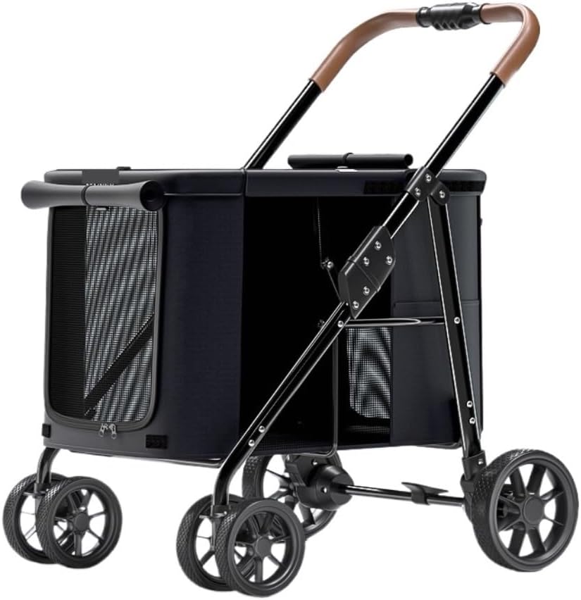 Pet Strollers Pet Stroller Dog Dog Cat Stroller Folding Outdoor Travel Portable Pet Stroller Dog Walking Cart Cat Cage Cart Pet Stroller Medium(Black)