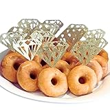 Posh Soiree Diamond Cupcake Toppers, Bridal Shower Decorations, Diamond Donut Toppers in Gold Glitter Set of 12