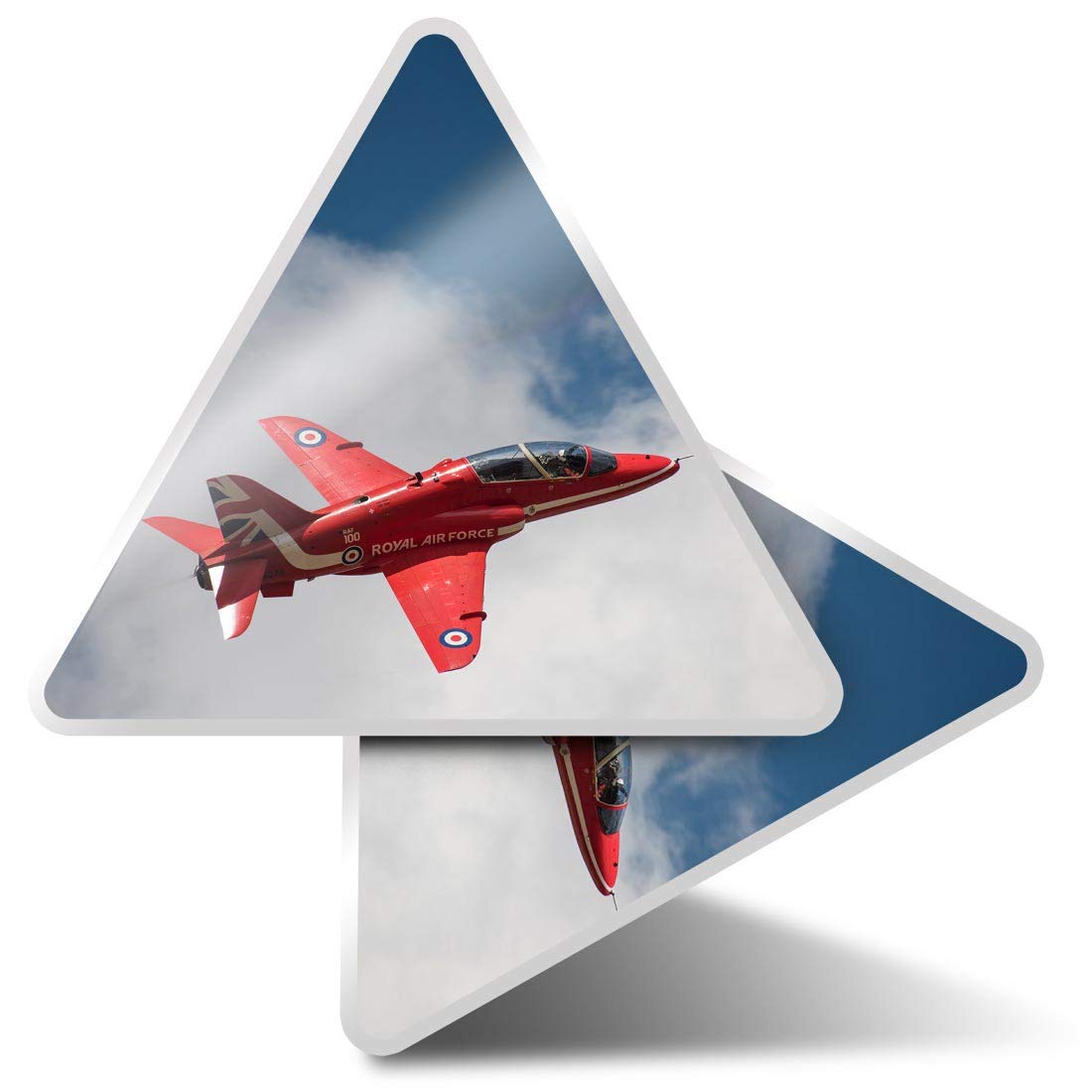 2 x Triangle Stickers 10 cm - Red Arrows Plane RAF Fun Decals for Laptops,Tablets,Luggage,Scrap Booking,Fridges #14551