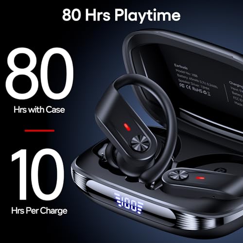 Image of Hybrid Active Noise Cancelling Wireless Ear Buds 80 Hrs Playtime Hi-Res Stereo Quality Bluetooth Earbuds with Transparency Mode Headphones Bluetooth Earhooks ANC Earphones for Work Sports Travel