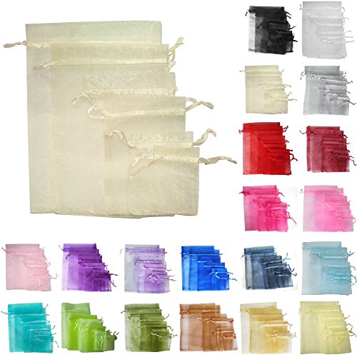 TtS 200PCS 15x20cm Bolsas de Organza Bolsas Regalo Joyas Fiesta Boda Candy Favor Decoración (Marfil)