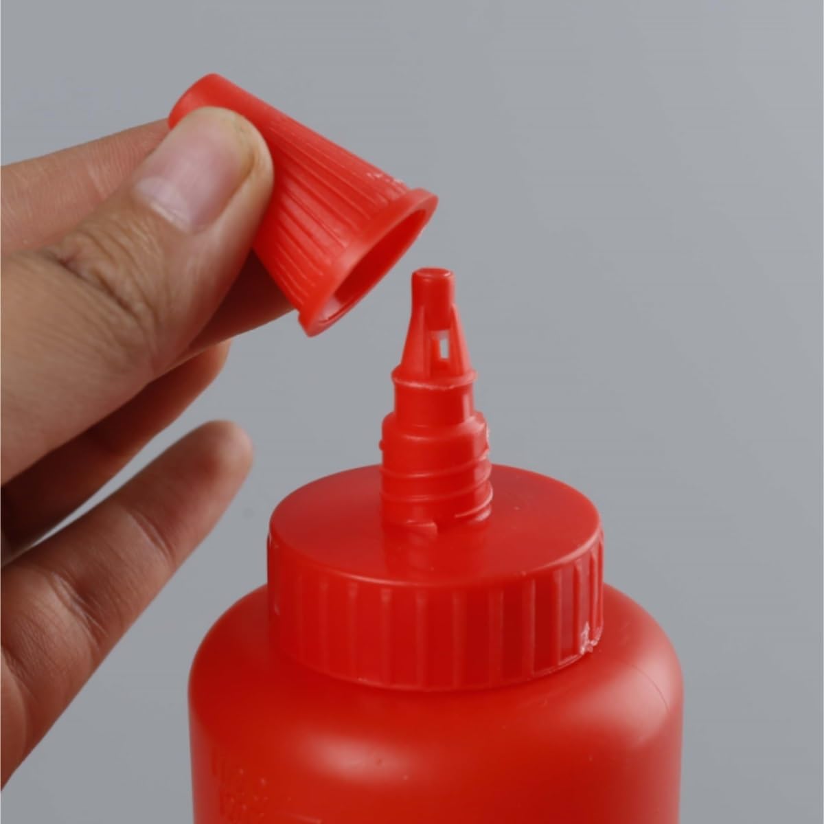 Dispensador De Botella para Salsa Botella Exprimible For Salsa De Ensalada, Botella De Plástico For Mermelada De Cocina con Escala, Boca Puntiaguda, 5 Uds.(Rot)