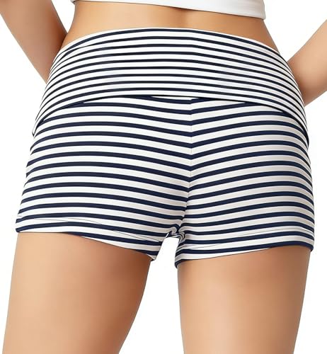 Image of Women Low Waist Lounge Shorts Fold Over Skinny Pajamas Shorts Summer Casual Pj Bottom Sleep Shorts