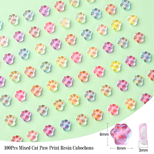 Stiesy 100Pcs Cat Paw Print Cabochons Cute Animal Footprint Flatback Cabochons Resin No Hole Beads for Nail Art Crafts Decoration Accessories - Image 2
