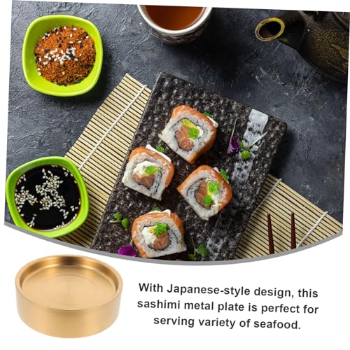 Plato de sushi de acero inoxidable dorado elegante miniatura 4