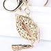 Hot Lips with Lipstick Keychain Crystal Sparkling Keyring Rhinestones Purse Pendant Handbag Charm Gift Pouch included (Pink)