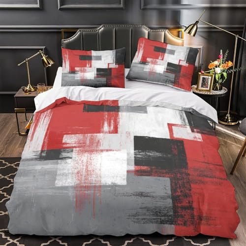 Housse de couette 200x200 design géométrique parure de lit microfibre 3D couple - 2