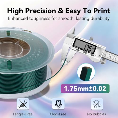 Image of Kingroon PLA Filament, Multicolor Silk PLA Filament, Tri Color 3D Printer Filament, 1.75 mm, Dimensional Accuracy + /- 0.03 mm, 1kg Spool(2.2lbs), Black Green Gold