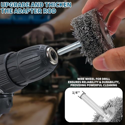 Image of SI FANG 1 Pack Wire Wheel 2 Inch Steel Wire Brush 0.012 inch Wire 1 /4 inch Shank 20000RPM for Die Grinder Rotary Tool Drill Brush Attachment