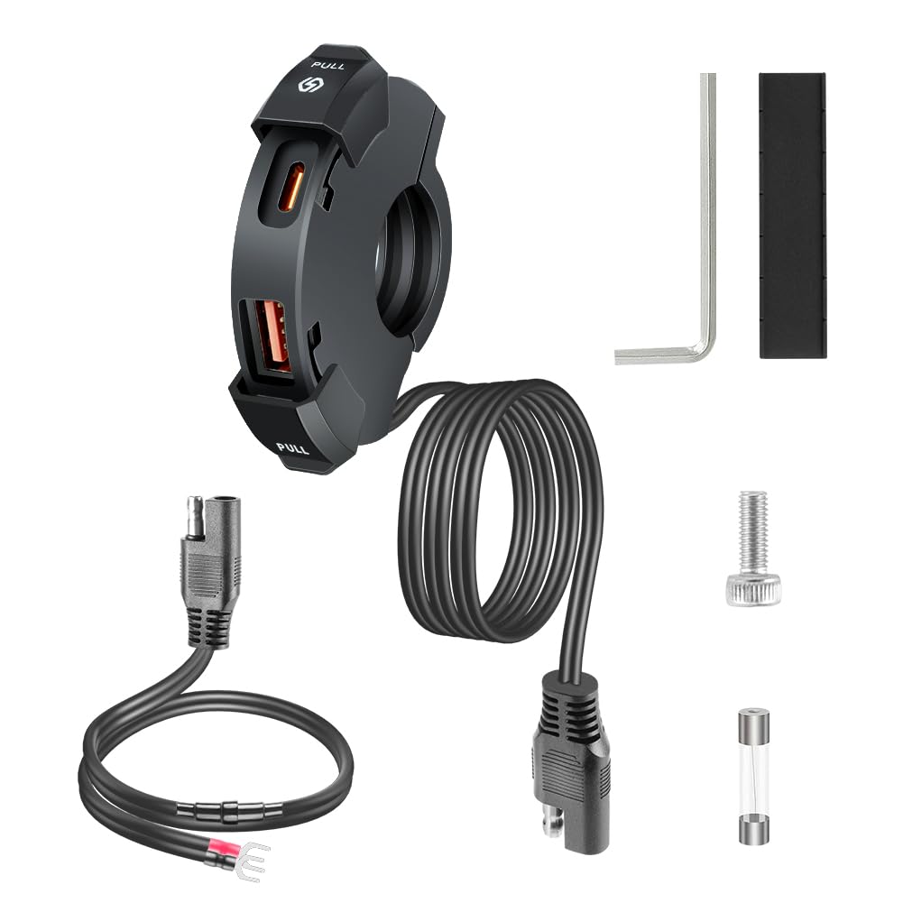 Caricabatterie USB Moto 18W PD 30W Type-C IP65 Impermeabile QC 12V/24V