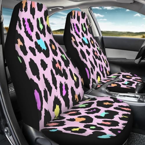 Pehede Car Seat Cover Pink Leopard Print Front for Cars, Easy to Install Cover Set, Accessories Auto Trucks Van SUV,2 Packs by Pehede - Used condition - Image 4