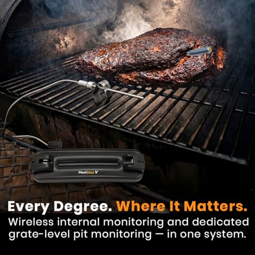 Image of MeatStick V Forge 2-Probe Set Wireless Meat Thermometer - WiFi BBQ Thermometer with Wired Grate-Level Ambient Probe, 5 Sensors, 50+ Hr Battery, 1200F, for Smokers & Pellet Grills