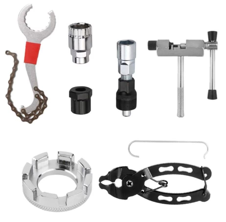 Oumuik 5pcs Kit Di Attrezzi Per La Riparazione Della Bici, Riparazione Della Catena Della Bicicletta Di Staffa Di Ruota Libera Di Estrattore Manovella, Rimozione Bicicletta - Foto 3