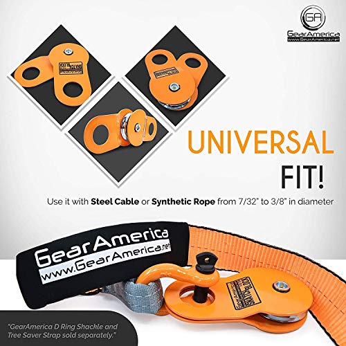 GearAmerica Snatch Block 9Ton | Heavy Duty Winch Pulley System for Synthetic Rope or Steel Cable | Double your Winch Capacity, Extend Life, Control Direction of Pull | Best Off-Road Recovery Accessory