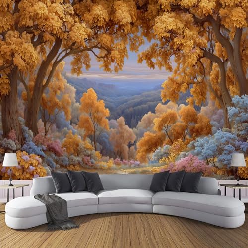 ZISTRCBAO Papel Pintado De Seda Bosque De Otoño, Papel Tapiz Fotográfico Paisaje Natural Para Salón Dormitorio Comedor 250x175cm