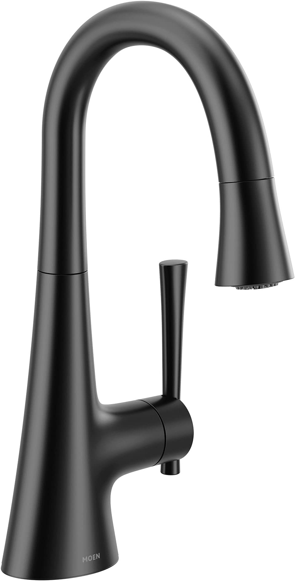 Moen6126BL Kurv Collection One-Handle Pulldown Bar Faucet with Power Clean Featuring Reflex, Matte Black
