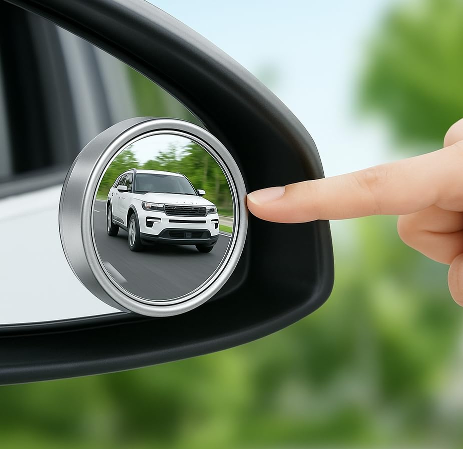 Image of Blind Spot Rear View Mirror, 360 Rotate Round HD Glass Convex, Adjustable Automotive with ABS Protective Shell for Suv Van Universal Cars. (SILVER, PACK OF 4)