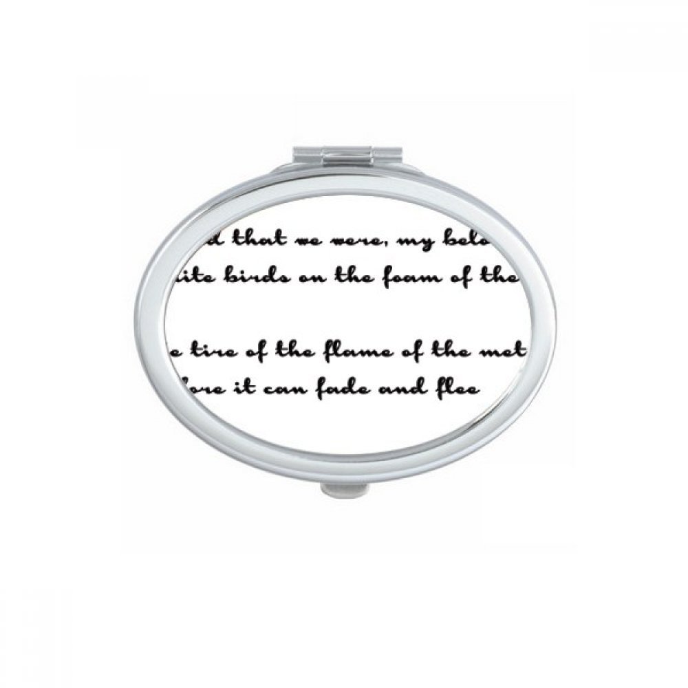 Miroir de poche ovale pour retouches maquillage avec citation poétique