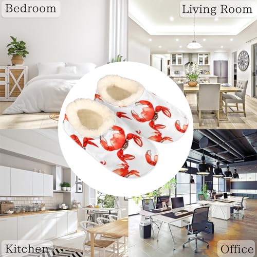 Pardick Fuzzy House Slippers for Women Men, Crab Ocean Anti-Slip Fleece Lined Shoes, Home Bedroom Indoor Slippers with Plush Lining, Crabs Warm Slippers 6