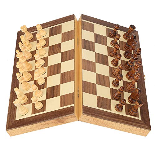 Hztyyier Juego de ajedrez de Viaje Tablero de ajedrez magnético Plegable de Madera Juego de Escritorio Juguete para niños Principiantes Adultos