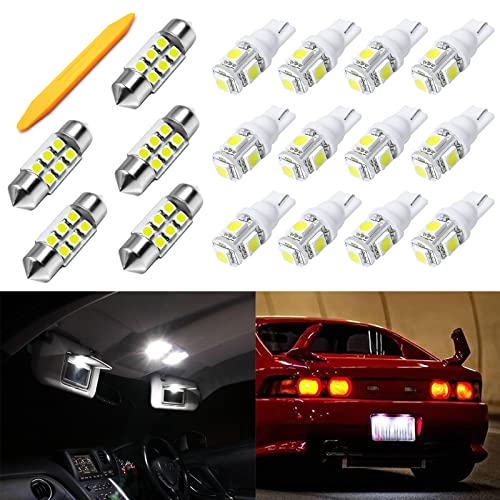 Xotic Tech 17pcs Interior LED Map Dome Door Trunk Light Lamp License Plate Lights Bulbs Replacement + Install Tool Compatible with Toyota Sienna 2011-2019