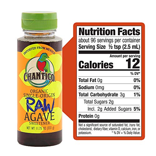 Chantico Agave Sweetener (Raw Agave, 2 Pack of 11.75oz Bottles) Organic Natural Sugar Substitute with a Low Glycemic Index and a Premium Food Taste - Stevia Alternative That Can Be Used For Baking