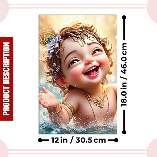 Image of Twinster Bal krishna Posters Photo for Pregnant Women, Baby Poster Self Adhesive (Size 45 cm by 30 cm) Pack of 1 (Design 20)
