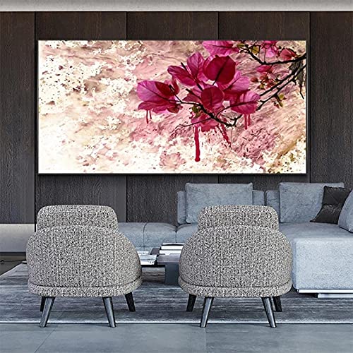 Affiche fleur rouge abstrait pour salon moderne tableau KEBIA 40x80cm
