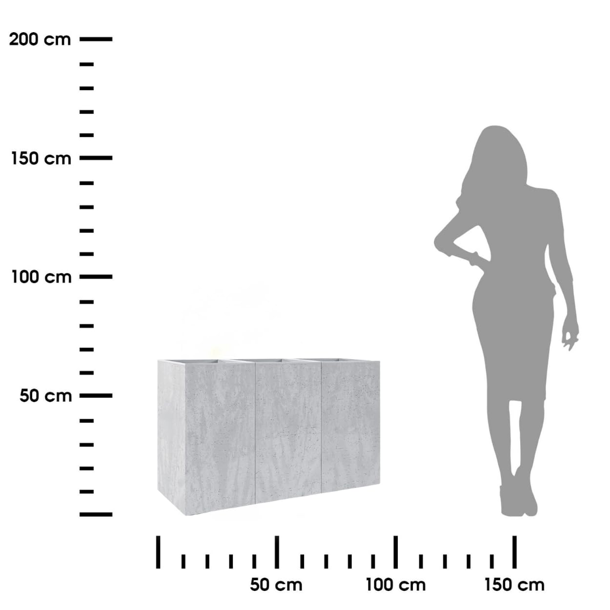 Blumentopf Blumenkübel grau 60x90 Übertopf Pflanzgefäß auf Rollen Betonstruktur Modern für Garten Balkon Terrasse