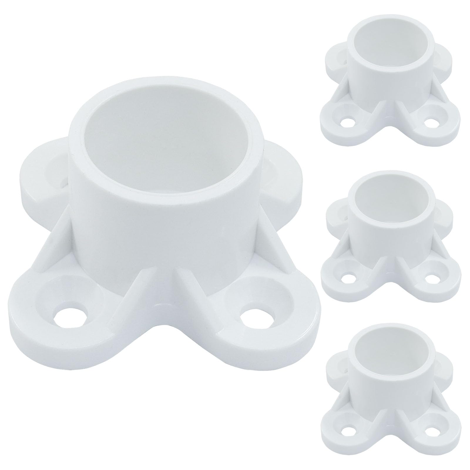 Photo 1 of BokWin 4 Packs 1/2 Inch PVC Flange - Table Leg Cap Fittings & Furniture Screw Tab Caps for Sturdy DIY Projects: Storage Shelves, Support Feet Builds