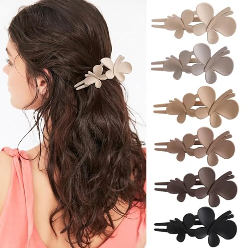 Lot de 6 pinces à cheveux fleur mate grand format pour femme