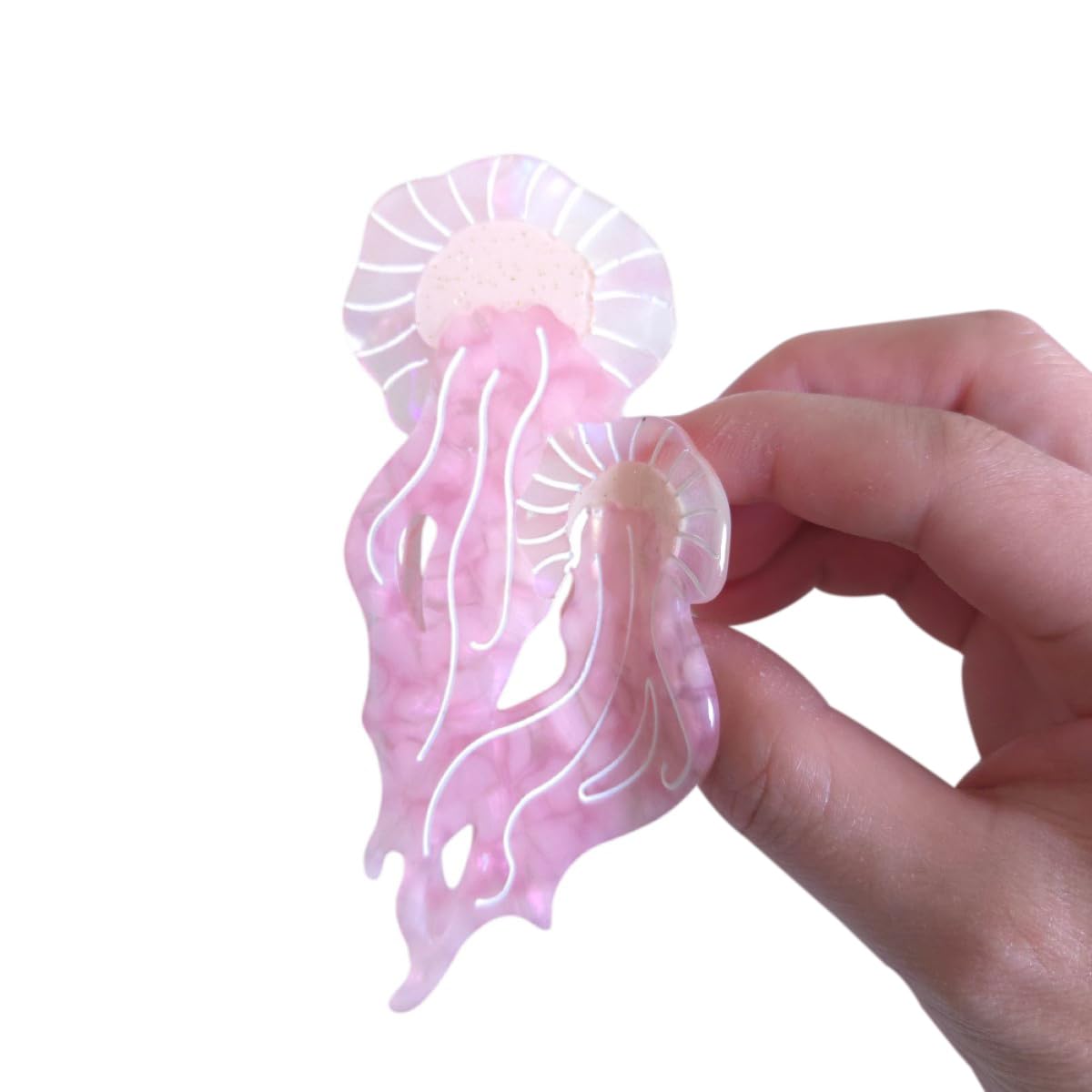 Novelty Ocean Jellyfish Hair Clips,Cellulose Acetate Hair Clips,Big Claw Clips for Girl,Hair Accessories,: Twins Pink