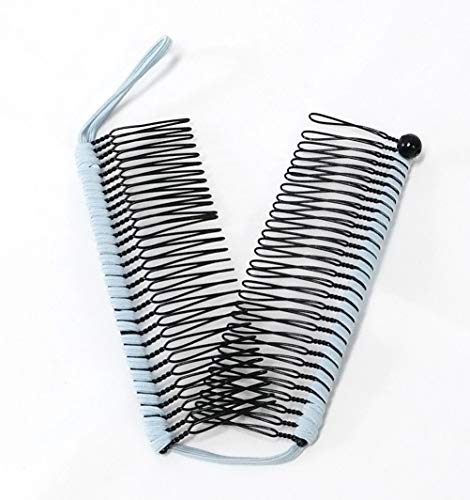 GETAGOTA Adjustable Banana Hair Clip Comb Clips for Women Stretch Ponytail Holder Accessory Double Combs Thick Curly Hair Grip Styling Maker Tool Clip Classic Clincher for Girls and Womens (sky)