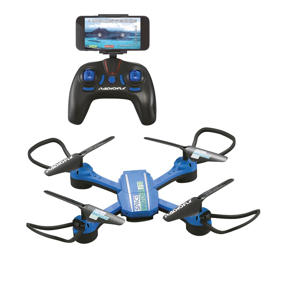 ODS - RADIOFLY, Space Watcher // 33, Drone per Bambini con Giroscopio, 8 Funzioni, 3 velocità, Rotazione 360°, con App e Supporto Smartphone, +8 Anni